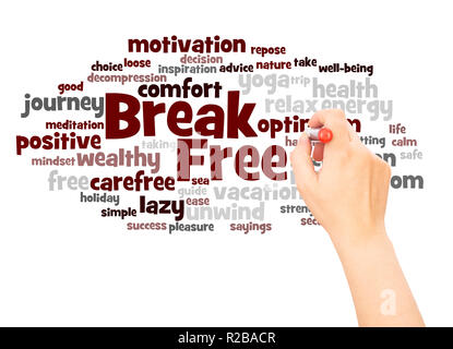 Break Free word cloud hand writing concept on white background. Stock Photo