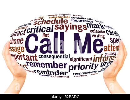 Call Me word cloud hand sphere concept on white background. Stock Photo
