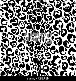 Seamless black leopard pattern. Animal skin grunge texture. Vector illustration. Stock Vector