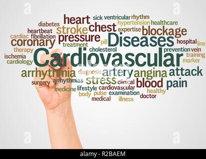Cardiovascular Diseases word cloud and hand with marker concept on white background. Stock Photo