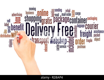 Delivery Free, word cloud hand writing concept on white background. Stock Photo