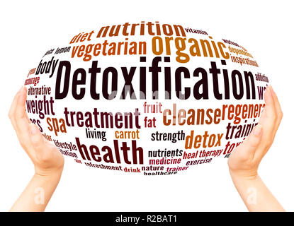 Detoxification word cloud hand sphere concept on white background. Stock Photo