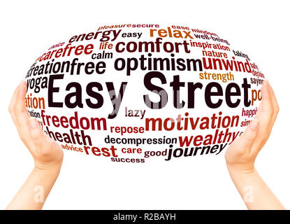 Easy street word cloud hand sphere concept on white background. Stock Photo