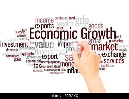 Economic Growth word cloud hand writing concept on white background. Stock Photo