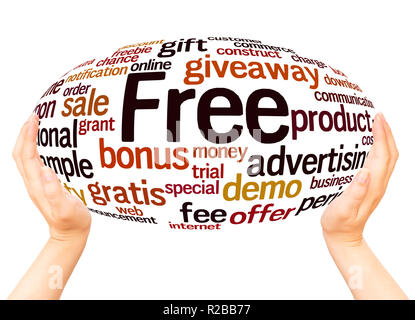 Free word cloud hand sphere concept on white background. Stock Photo