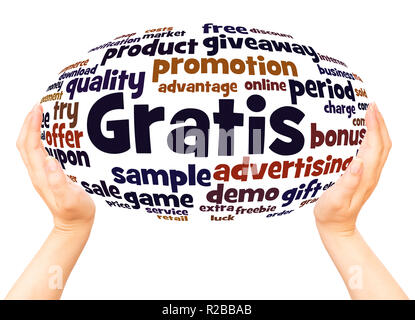 Freebie word cloud hand sphere concept on white background Stock Photo ...