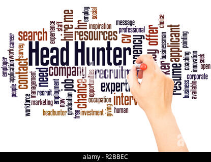 Head Hunter word cloud hand writing concept on white background. Stock Photo