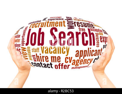 Job Search word cloud hand sphere concept on white background. Stock Photo