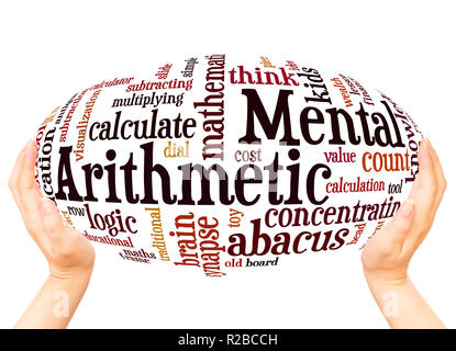 Mental Arithmetic word cloud hand sphere concept on white background. Stock Photo