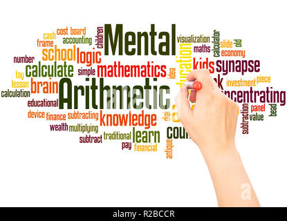 Mental Arithmetic word cloud hand writing concept on white background. Stock Photo