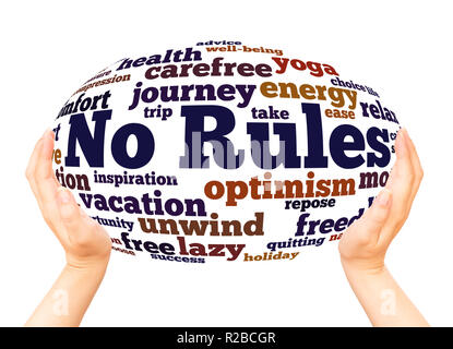 No Rules word cloud hand sphere concept on white background. Stock Photo
