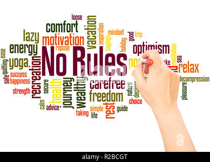 No Rules word cloud hand writing concept on white background. Stock Photo