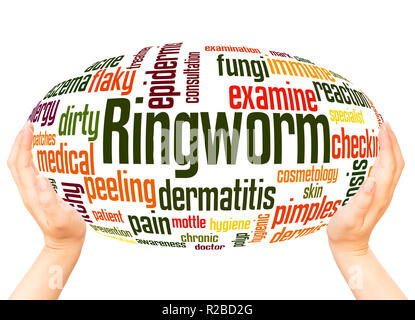 Ringworm word cloud hand sphere concept on white background. Stock Photo