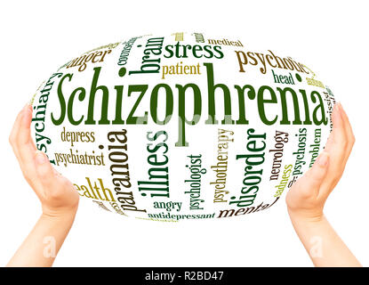 Schizophrenia word cloud hand sphere concept on white background. Stock Photo