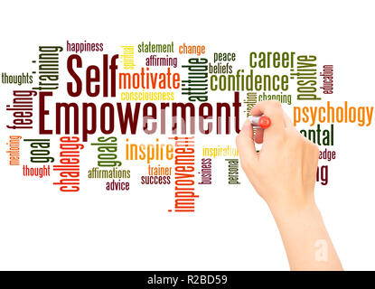 Self Empowerment word cloud hand writing concept on white background. Stock Photo