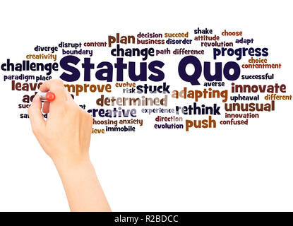 Status Quo word cloud hand writing concept on white background. Stock Photo