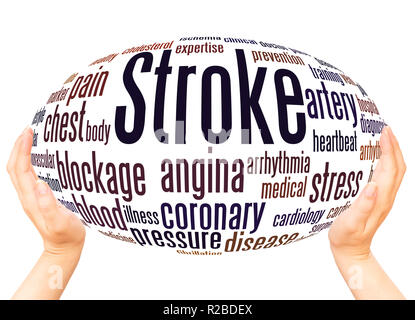 Stroke word cloud hand sphere concept on white background. Stock Photo