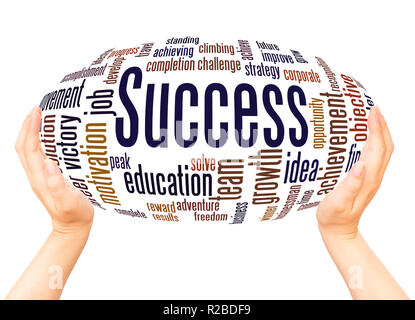 Success word cloud hand sphere concept on white background. Stock Photo