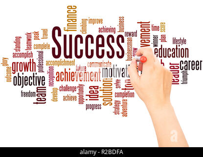 Success word cloud hand writing concept on white background. Stock Photo