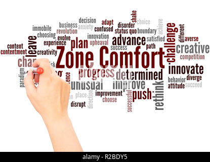 Zone Comfort word cloud hand writing concept on white background. Stock Photo
