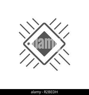 Flat style Icon Computer processor with microcircuits CPU Stock Vector