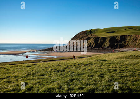 St Bees Head on a beautiful autumn  day with clear blue sky  -St Bees, Whitehaven, Cumbria