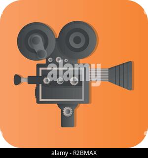 Old camcorder flat icon on a white background Stock Vector