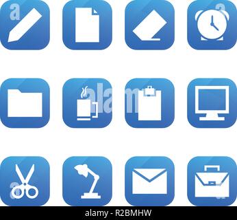 Office Icon Set on white background Stock Vector