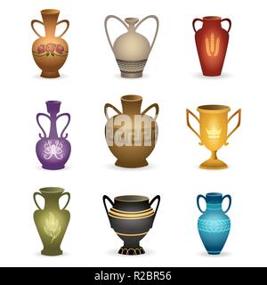 Old vases isolated on white Stock Vector
