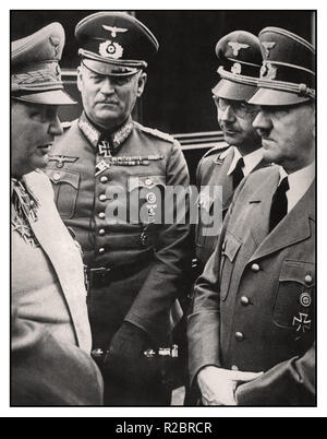German High Command Nazi's, Hermann Goering, Wilhelm Keitel, Heinrich Himmler and Adolf Hitler, all in uniform on the occasion of Hitlers birthday 20th April 1941 Keitel was executed for war crimes the remaining three escaped execution by committing suicide.. Stock Photo