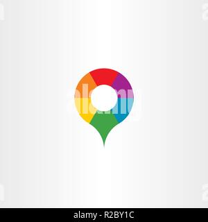 map marker letter o colorful logo icon Stock Vector
