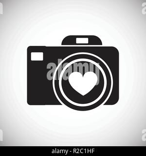 Camera with heart on white background Stock Vector