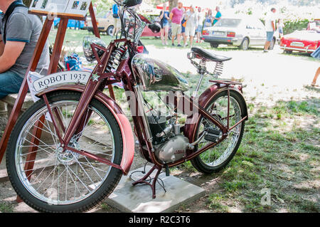 Prague, Czech Republic, 26.5.2018, Jawa 100 Robot is an air-cooled single-cylinder motorcycle, manufactured between 1937-1946 (except war) by Jawa Stock Photo