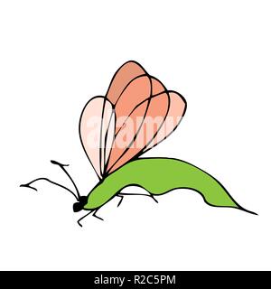 Big cute Freehand linear hand drawn picture logo sketchy in art retro scribble style pen on paper. View closeup macro detail with space for text Stock Vector