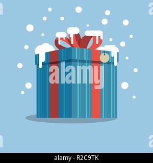 Box with a gift in the snow Stock Vector