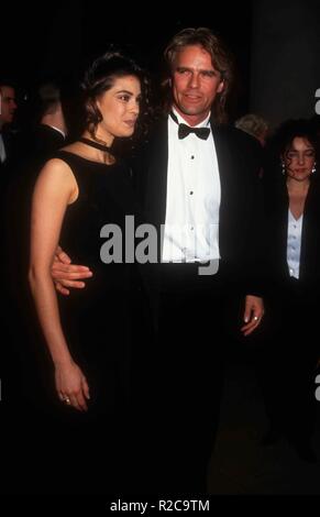 BEVERLY HILLS, CA - JANUARY 23: Actress Teri Hatcher and actor Richard Dean Anderson attend the 50th Annual Golden Globe Awards on January 23, 1993 at the Beverly Hilton Hotel in Beverly Hills, California. Photo by Barry King/Alamy Stock Photo Stock Photo