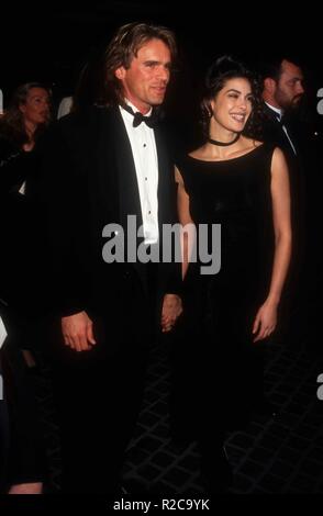 BEVERLY HILLS, CA - JANUARY 23: Actor Richard Dean Anderson and actress Teri Hatcher attend the 50th Annual Golden Globe Awards on January 23, 1993 at the Beverly Hilton Hotel in Beverly Hills, California. Photo by Barry King/Alamy Stock Photo Stock Photo