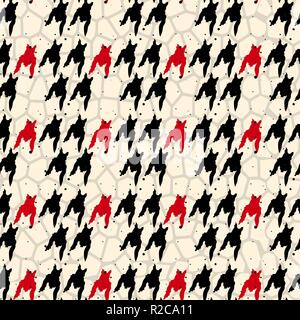 Seamless houndstooth pattern in red and black. Vector image. eps 10 Stock Vector