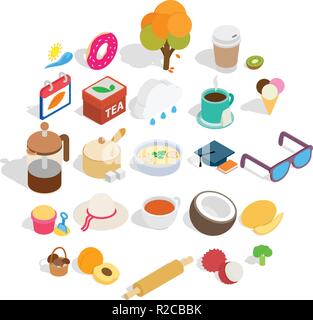 Tea mixture icons set, isometric style Stock Vector