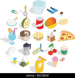 Tea drink icons set, isometric style Stock Vector
