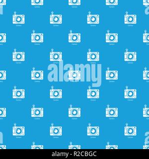 Camera pattern vector seamless blue Stock Vector