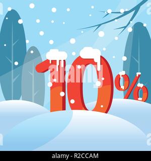 A discount. Figures in the snow Stock Vector