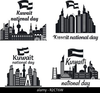 Kuwait tower skyline banner concept set. Simple illustration of 4 Kuwait tower skyline vector banner concepts for web Stock Vector