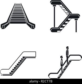 Escalator elevator icons set. Simple illustration of 4 tuk rickshaw Thailand vector icons for web Stock Vector
