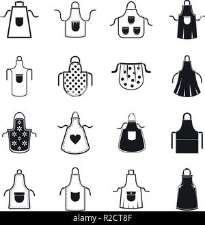 Apron cooking chef icons set. Simple illustration of 16 apron cooking chef vector icons isolated on white background Stock Vector