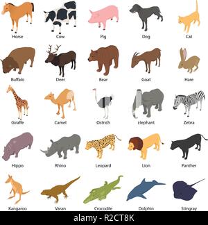 Animals with signed name icons set. Isometric illustration of 25 animals  with signed name vector icons for web Stock Vector Image & Art - Alamy