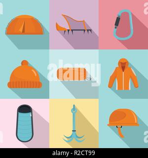 Warm inventory icons set. Flat set of 9 warm inventory vector icons for web isolated on white background Stock Vector