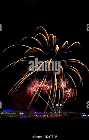 Fireworks over Navy Pier in Chicago Stock Photo