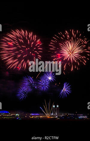 Fireworks over Navy Pier in Chicago Stock Photo