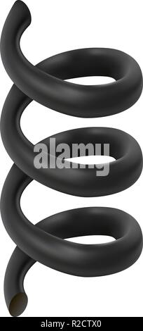 Black cable mockup. Realistic illustration of black cable vector mockup for web design isolated on white background Stock Vector